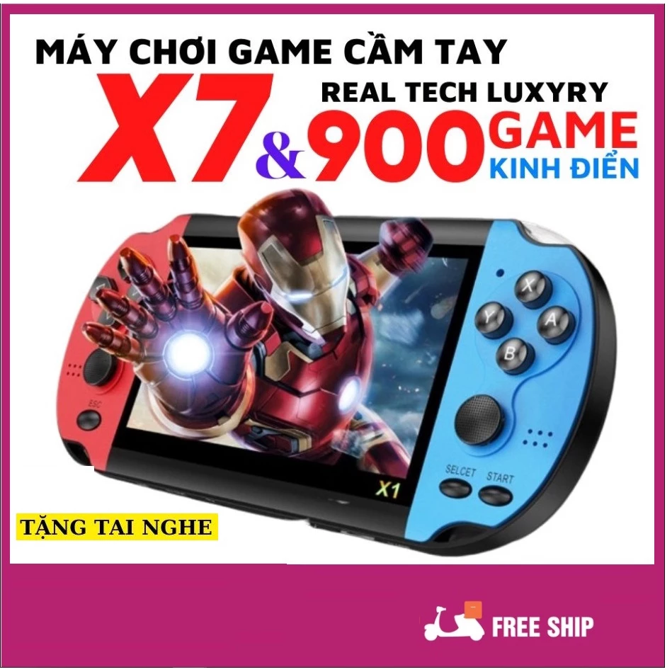 Máy chơi game cầm tay X7 gồm 900 trò, màn hình 4.3 inch , nghe nhạc, xem phim, đọc sách