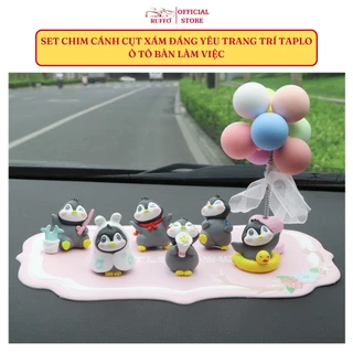 Set 6 Chú Chim Cánh Cụt Xám Cute Trang Trí Ô Tô Bàn Làm Việc - Phụ Kiện Decor Xe Hơi Phòng Ngủ Bàn Học Ruffo Giá Rẻ