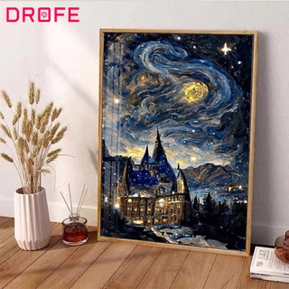 DROFE Bộ Tranh Sơn Dầu Trang Trí Tự Làm Hình Phong Cảnh Bầu Trời Đầy Sao 30 * 40 & 40 * 50cm