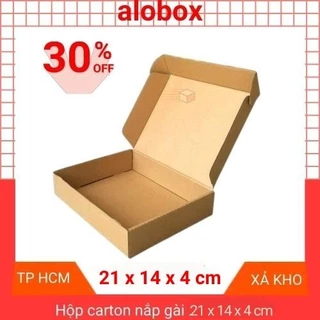 Combo 50 Hộp Carton Nắp Gài Đóng Hàng, Hộp giấy Đựng Bánh Thực phẩm khô Kích thước 21x14x4 cm giao hỏa tốc - Alobox