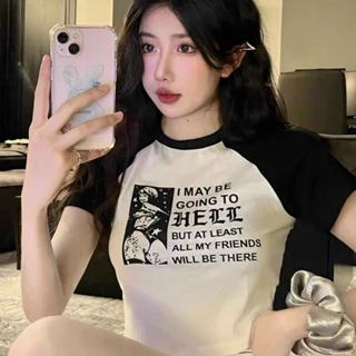 Áo Croptop Nữ HELL Tay Ngắn Ôm Body, Áo Thun Croptop Kiểu Sexy Chất Thun Borip