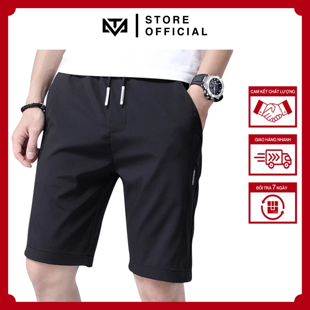 Quần short, quần đùi nam thể thao TOPMEN chất poly thể thao co giãn có dây rút dáng lửng