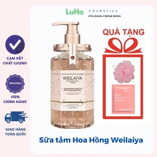 Sữa tắm Hoa Hồng Weilaiya 450ml, sữa tắm trắng da hoa hồng, dưỡng trắng, săn chắc body, Tặng kèm bông tắm luhacosmetics