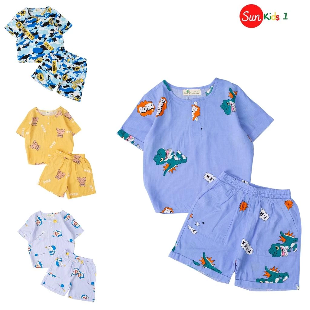 Đồ bộ lanh bé trai sz 3-10, đồ bộ trẻ em chất thun cotton có nhiều màu - SUNKIDS1