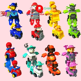 Bộ đồ chơi biến hình biệt đội xe những chú chó cứu hộ combo đồ chơi robot lắp ráp siêu nhân biến hình 2in1