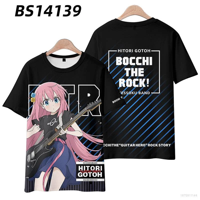 Anime Bocchi The Rock! Áo Thun Tay Ngắn Dáng Rộng In Hình Gotou Hitori 3D Thời Trang Unisex Plus