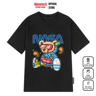 Áo thun unisex MONSTER X STREET Gấu Nasa phông tay lỡ nam nữ form rộng Local Brand