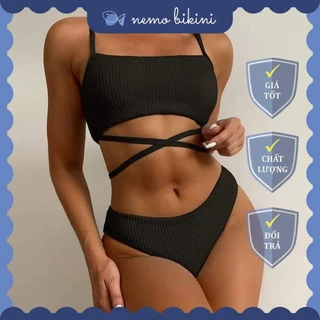 Đồ bơi nữ, bikini sexy 1 mảnh liền thân tôn dáng 2 dây buộc eo Nemo Bikini - B57