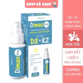 Dimao Pro - bổ sung D3K2 dạng xịt, tăng cường hấp thu canxi, vitamin d3 k2 dạng xịt Dimao pro (Lọ 25ml)