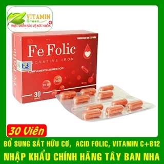 Sắt hữu cơ Acid Folic cho bà bầu và sau sinh Fe Folic (30 viên) | Nhập khẩu chính hãng Tây Ban Nha