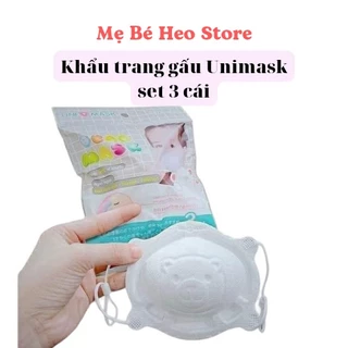 Khẩu Trang Gấu Sơ Sinh Uni Mask Cho Bé Nhỏ Set 3 Cái Cho Bé Từ 0- 6 tháng tuổi, Ngăn Ngừa Giọt Bắn - Bụi Mịn - Phấn Hoa