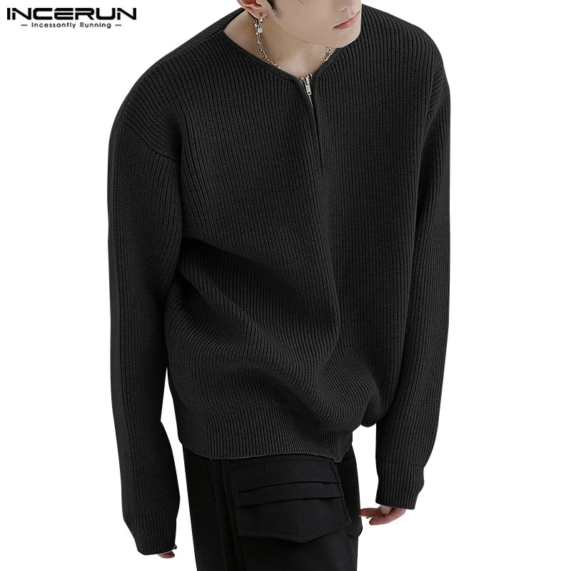 Áo sweater INCERUN màu trơn kiểu dáng đơn giản trẻ trung thời trang dành cho nam