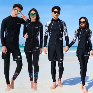 Rash Guards Bộ 3-5 Chiếc Nam Nữ Phù Hợp Với Cặp Đôi Toàn Thân Đồ Bơi Dài Tay Áo Chống Nắng Zip Trang Phục Activewear Tracksuit