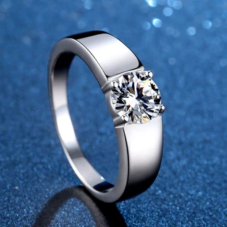 Moissanite Kim cương (5-8mm) Nhẫn nam s925 bạc nguyên chất vòng đeo tay 0,5-2 carat D màu Mosan đá có thể kiểm tra bút kim cương với giấy chứng nhận xác định nhẫn đơn giản