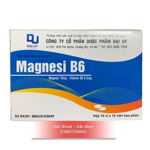 Bổ sung magie và vitamin B6 cho cơ thể Magnesi B6 - Hộp 100 viên