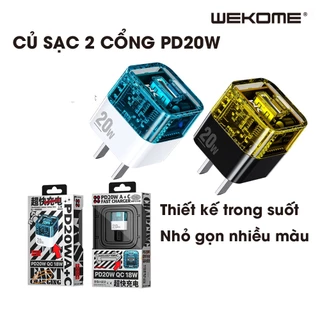 Củ sạc trong suốt WK WK WP-U149 sạc nhanh 20w PD Pioneer A + C chân cắm USB và Type-C