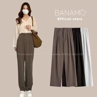 Quần ống rộng nữ Banamo Fashion quần suông dài 1 khuy trước cạp cao tôn dáng thời trang 933