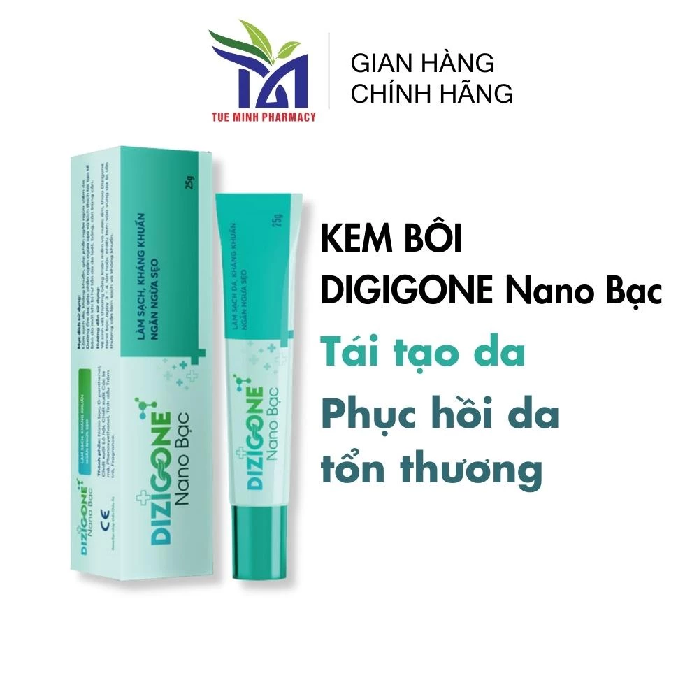 Kem DIZIGONE Nano Bạc 25g Kháng Khuẩn, Lành Vết Thương, Tái Tạo Da, Ngừa Sẹo, Vết Côn Trùng Đốt, Loét Do Nằm Lâu Ngày