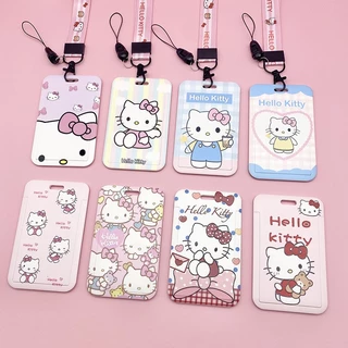 Hộp Nhựa Cứng Đựng Thẻ ID / Huy Hiệu / Huy Hiệu Có Dây Đeo Họa Tiết Hello Kitty Nhiều Màu Dễ Thương