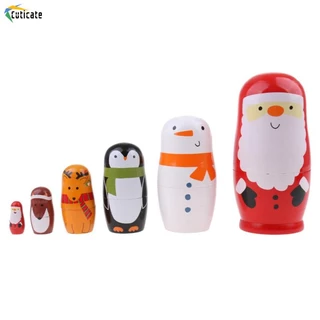 [Szlinyou1] 6 Búp bê làm tổ bằng tay Nga Matryoshka Búp bê ông già Noel