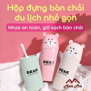 Hộp đựng bàn chải, kem đánh răng du lịch hình gấu - J153. Travel toothbrush holder