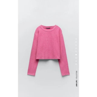 [ZARA AUTH] Áo len croptop hồng fushia mịn newtag size S