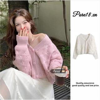 Áo khoác cardigan nữ tay dài dáng ngắn thời trang phong cách Hàn Quốc