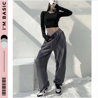 Quần Jogger Sweatpants Nữ Quần Ống Rộng Dây Rút Nỉ Tăm Dày Dặn Đứng Form Phong Cách Hàn Quốc I'm Basic Girly (QJG01)