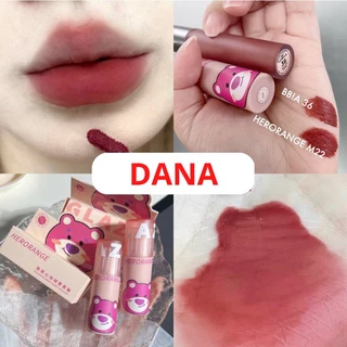 Son velvet son kem lì gấu dâu HERORANGE mềm mịn lâu trôi Beckoning BearLip Glaze HERO29 son nội địa trung DANA