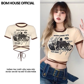 Áo Croptop Nữ Ôm Body RAYCOLT Cổ Tròn Tay Ngắn Chất Thun Gân Mềm Mịn Bomhouse