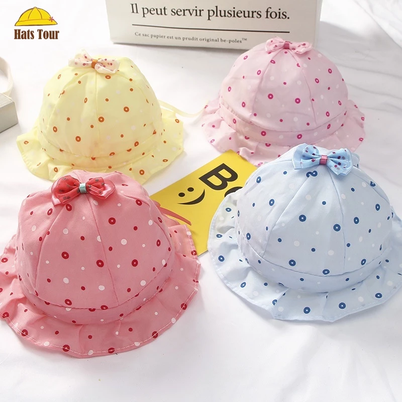 Mũ Tai Bèo Vải Cotton Mềm Mỏng Thoáng Khí Chống Tia UV Đính Nơ Dễ Thương Cho Bé Sơ Sinh 0-2 Tuổi