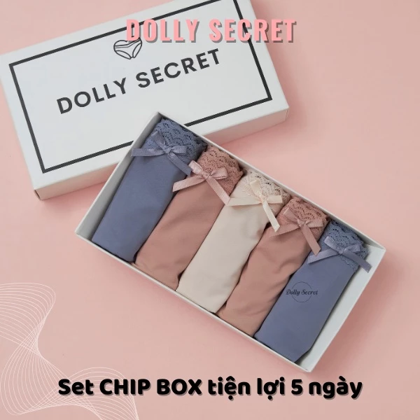 COMBO 5 quần lót su lụa băng DOLLY SECRET viền ren mềm mại QL070