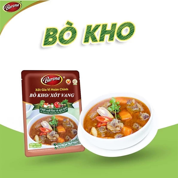 Xốt Bò Kho Gia Vị Hoàn Chỉnh BARONA Bò Kho gói 80g