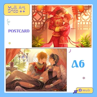 Postcard Genshin Impact Couple nhân vật Childe x Zhongli Wedding