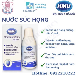 Nước súc họng miệng HMU Chlorhexidin plus - Chính hãng Đại học Y Hà Nội