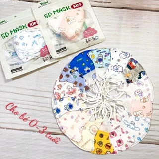 Set 10 gói (100c) Khẩu trang y tế 5D cho bé từ 0-4 Tuổi-5D kids Taki vải lụa cao cấp