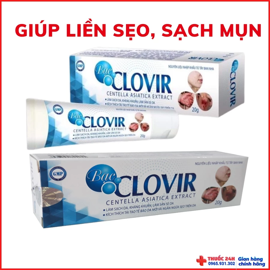 ✅ (Chính hãng ) Gel Bôi Ngoài Da BẠC CLOVIR ( làm sạch da, kích thích tái tạo da mới, ngừa sẹo )