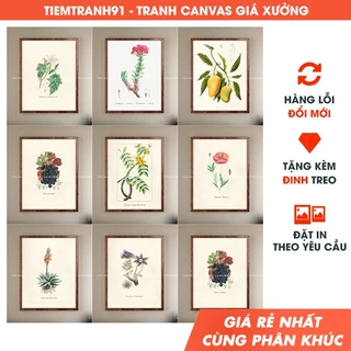 Tranh treo tường lá cây nhiệt đới, Tiệm Tranh 91, tranh canvas hoa lá vintage, tặng kèm đinh treo, in theo yêu cầu