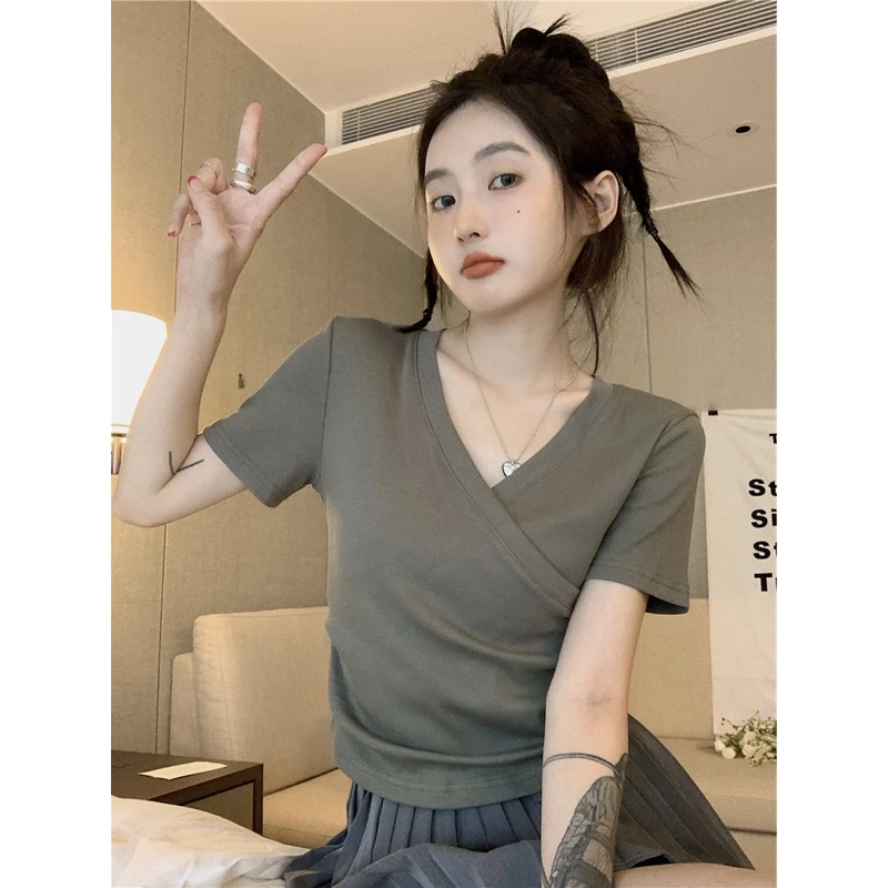 NZN Áo Crop Top màu trơn phong cách thời trang Hàn Quốc dành cho nữ