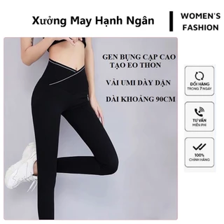 Quần Legging💖𝐅𝐑𝐄𝐄 𝐒𝐇𝐈𝐏💖Cạp Chéo Gen Bụng Vải Umi Ôm Bụng Co Dãn Giữ Nhiệt Co Giãn 4 Chiều Màu đen xưởng may hạnh ngân