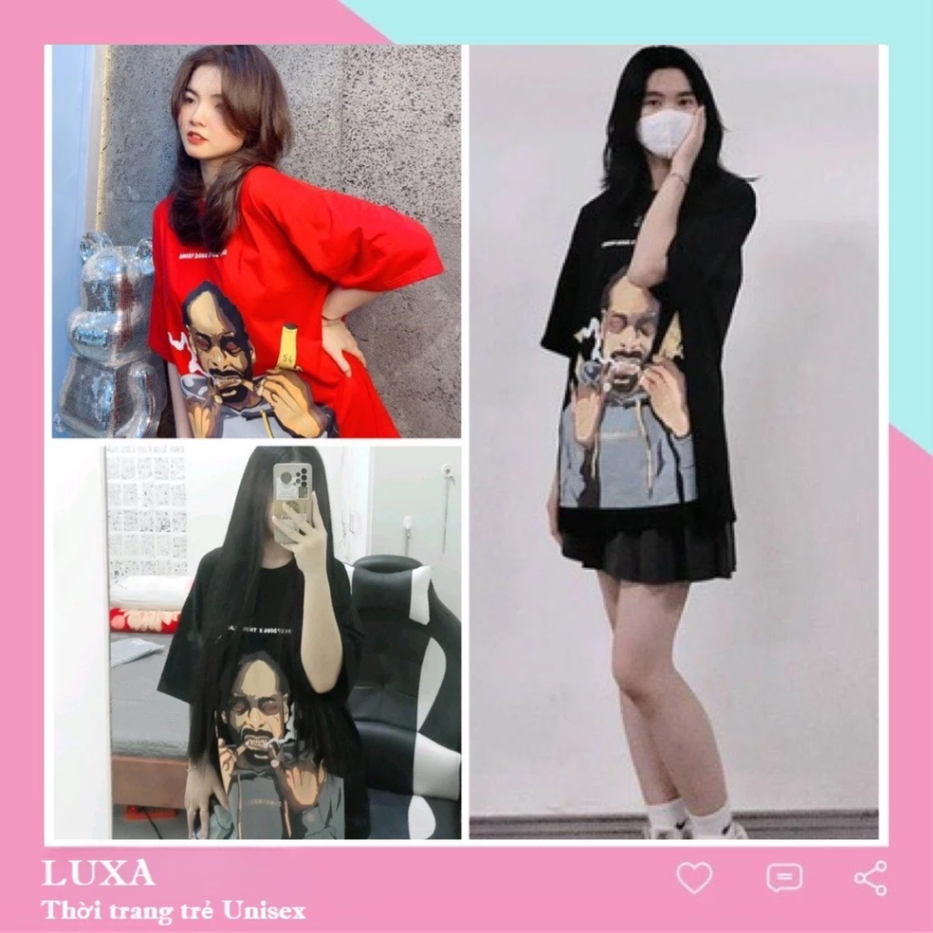 Áo thun tay lỡ unisex form rộng SNOOP DOG LUXA, Áo phông nam nữ ulzzang