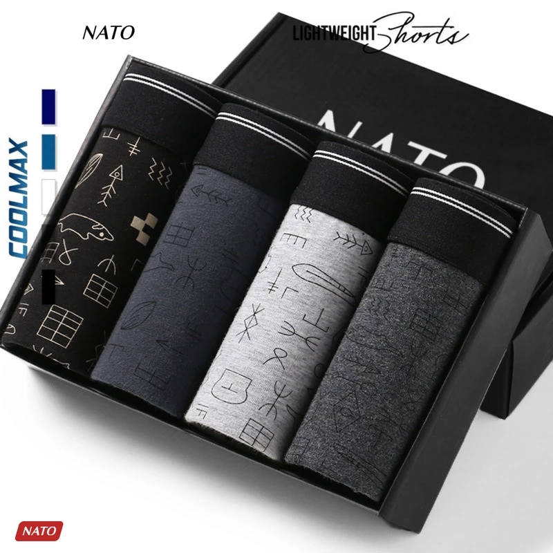 Combo 4c Quần Lót Nam Nato Good Thun Lạnh Kháng Khuẩn Cao Cấp Form Boxer Đùi Có Họa Tiết Đơn Giản