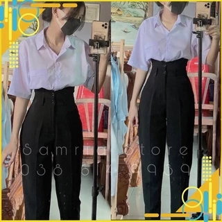 [ Mẫu mới ] Quần baggy lưng siêu cao 2 khuy tôn dáng form dài cạp cao mã 375