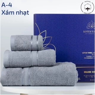 Combo gồm 3 Khăn: Khăn tắm, Khăn gội, Khăn mặt Lotus Towel xuất Cotton mềm mại, thấm hút, kháng khuẩn