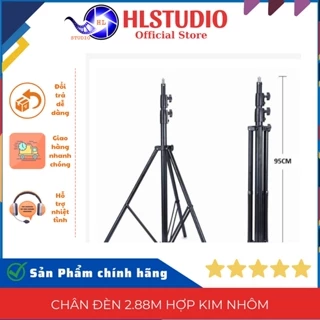 Chân đèn hợp kim nhôm 2,88m HL Studio, chịu trọng tải cao, dùng cho các loại đèn flash studio, chân phông di động