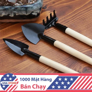 Bộ Cuốc Xẻng Mini Trồng Cây Cảnh - Dụng Cụ 3 Món Chăm Sóc Cây Cảnh Bonsai, Làm Vườn, Chăm Xương Rồng