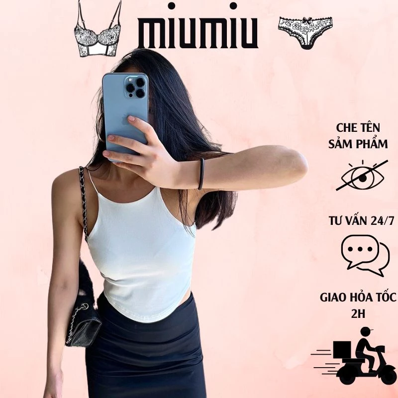 Áo bra nữ cotton tăm croptop 2 dây hàng chất mịn đẹp có mút ngực M1868