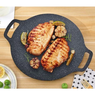 Chảo nướng đá không dầu Hàn Quốc size 34cm ,chảo nướng thịt BBQ chống dính dùng được cho mọi loại bếp, chất liệu ca