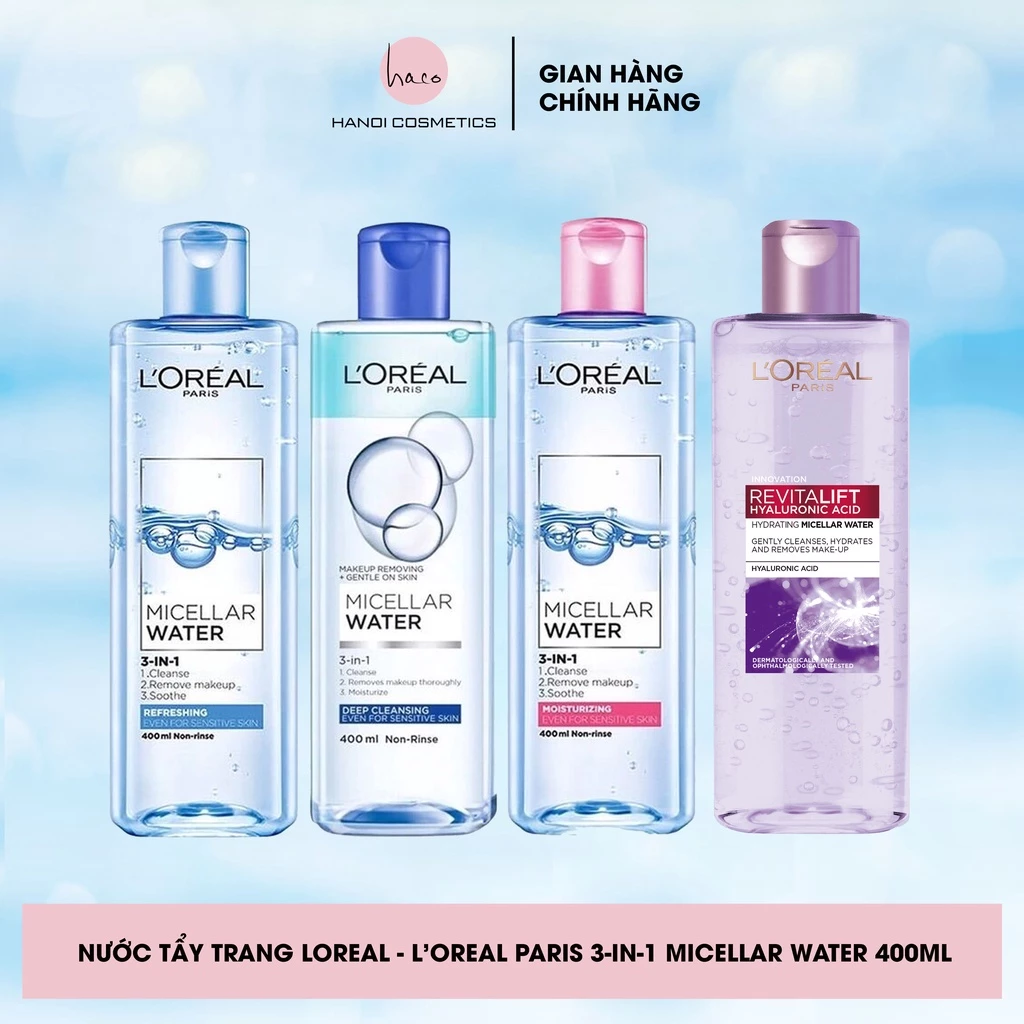 Nước tẩy trang L'Oreal Paris 3-in-1 Micellar Water 400ml