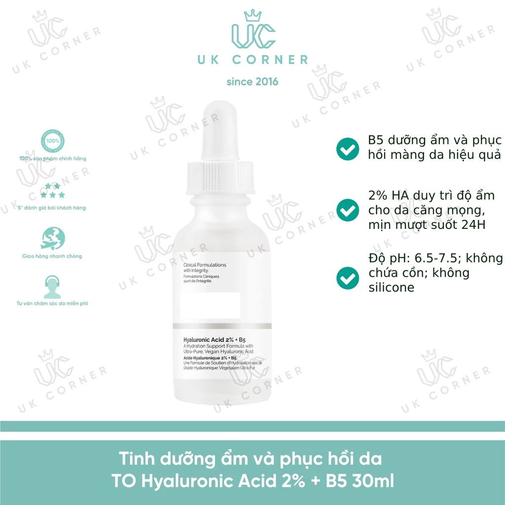 [Bill UK] HA + B5 Tinh chất The Ordinary Hyaluronic Acid 2% + B5 30mL